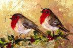 Cardinal Couple - Original - SOLD by artist Rozanne Bell - Wyecliffe Galleries