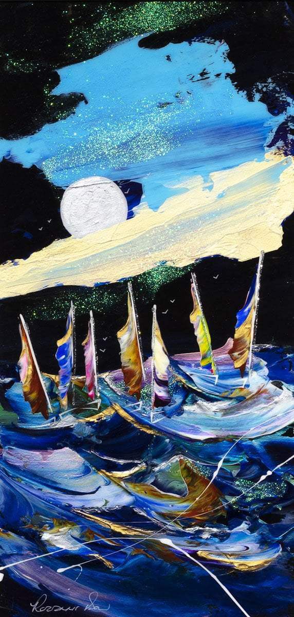 Chasing the Night - Original - SOLD by artist Rozanne Bell - Wyecliffe Galleries