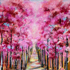 Cherry Blossom Walks - Original - SOLD by artist Rozanne Bell - Wyecliffe Galleries