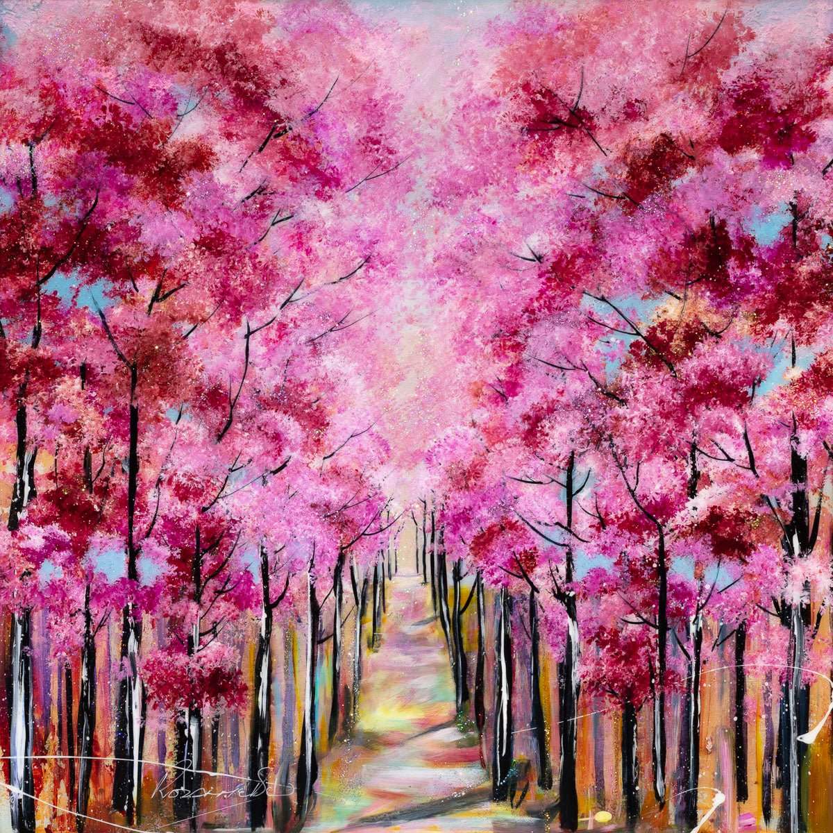Cherry Blossom Walks - Original - SOLD by artist Rozanne Bell - Wyecliffe Galleries