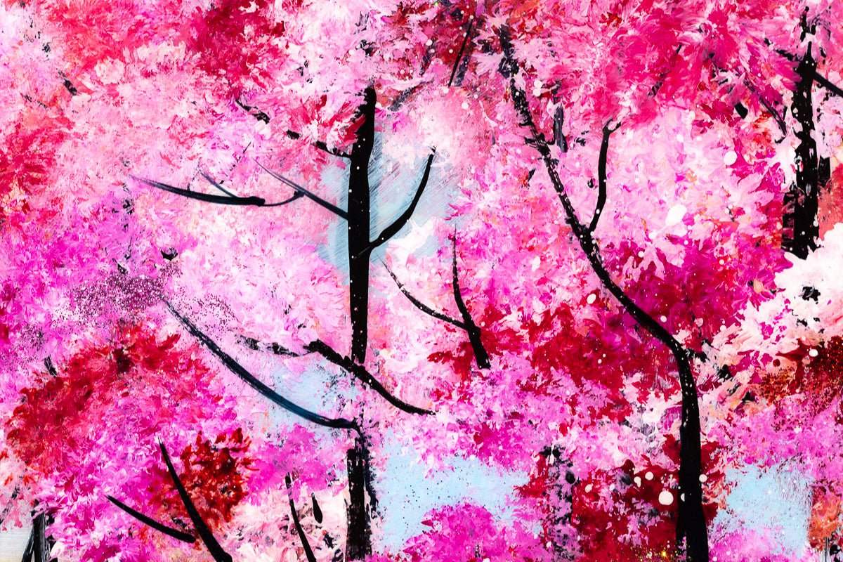 Cherry Blossom Walks - Original - SOLD by artist Rozanne Bell - Wyecliffe Galleries