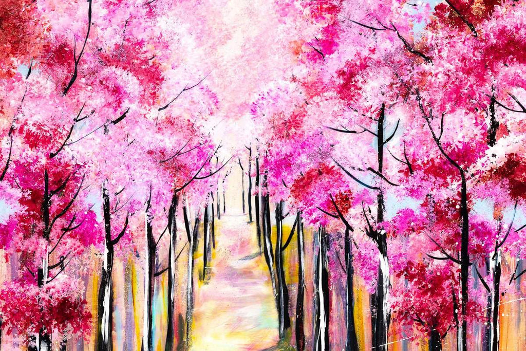 Cherry Blossom Walks - Original - SOLD by artist Rozanne Bell - Wyecliffe Galleries