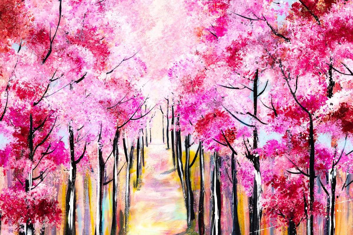 Cherry Blossom Walks - Original - SOLD by artist Rozanne Bell - Wyecliffe Galleries