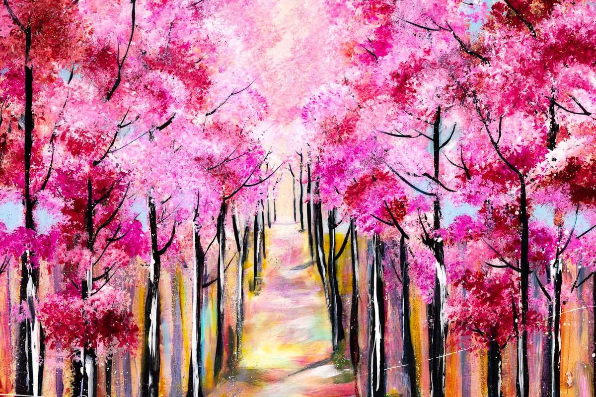 Cherry Blossom Walks - Original - SOLD by artist Rozanne Bell - Wyecliffe Galleries