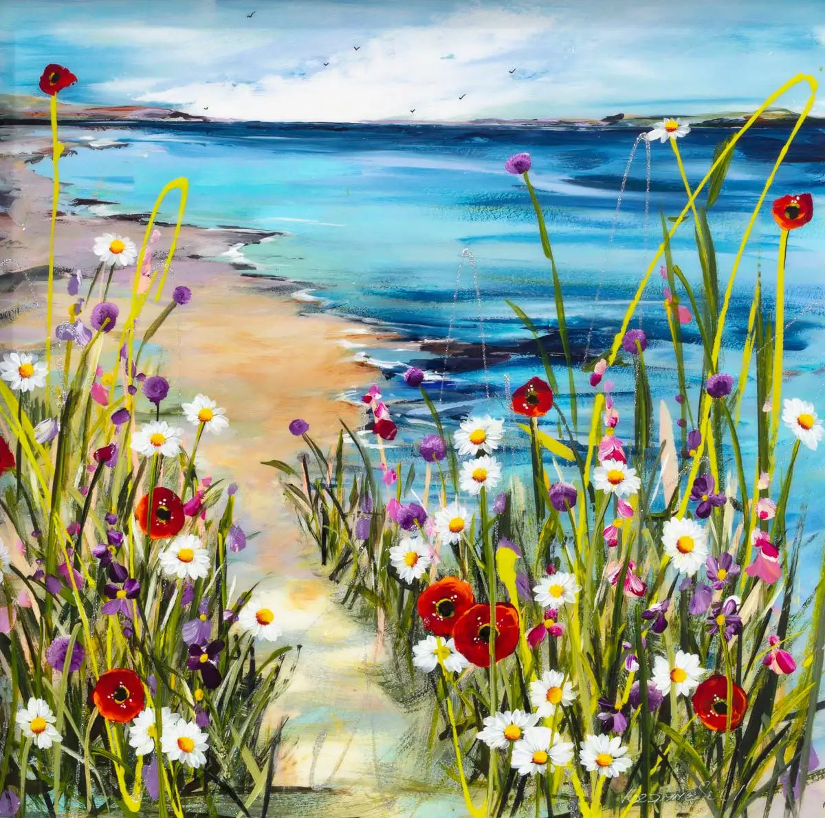 Coastal Pastures - Original - SOLD by artist Rozanne Bell - Wyecliffe Galleries