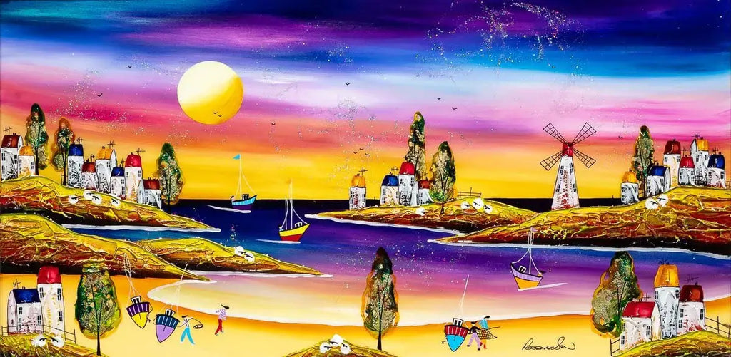 Coastal Village - Original - SOLD by artist Rozanne Bell - Wyecliffe Galleries