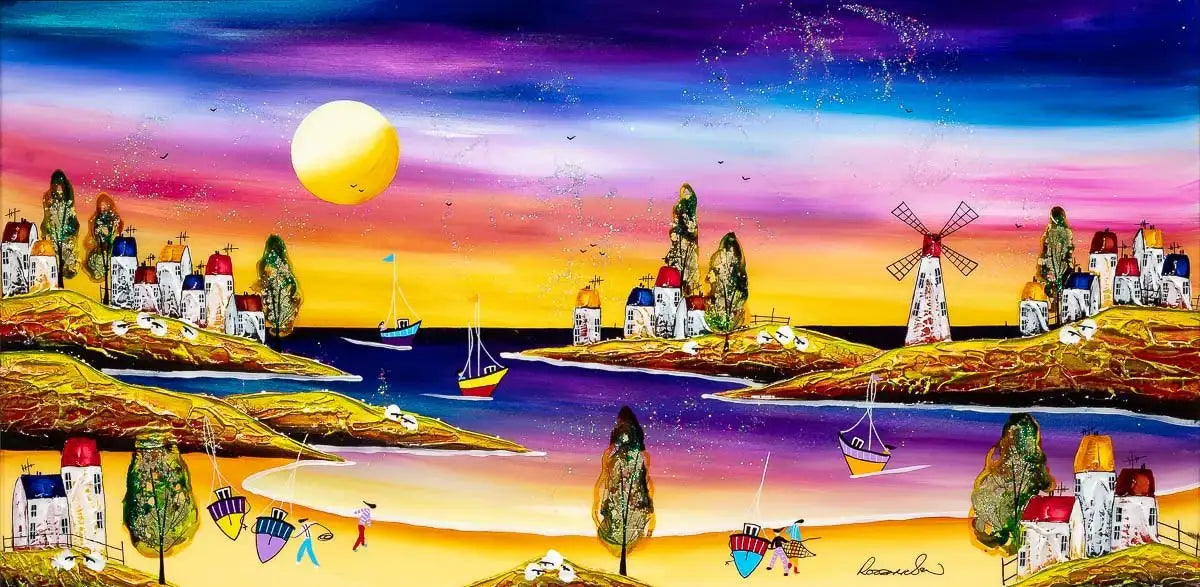 Coastal Village - Original - SOLD by artist Rozanne Bell - Wyecliffe Galleries