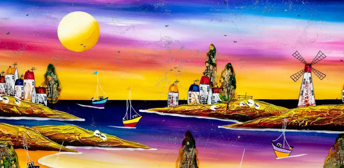 Coastal Village - Original - SOLD by artist Rozanne Bell - Wyecliffe Galleries