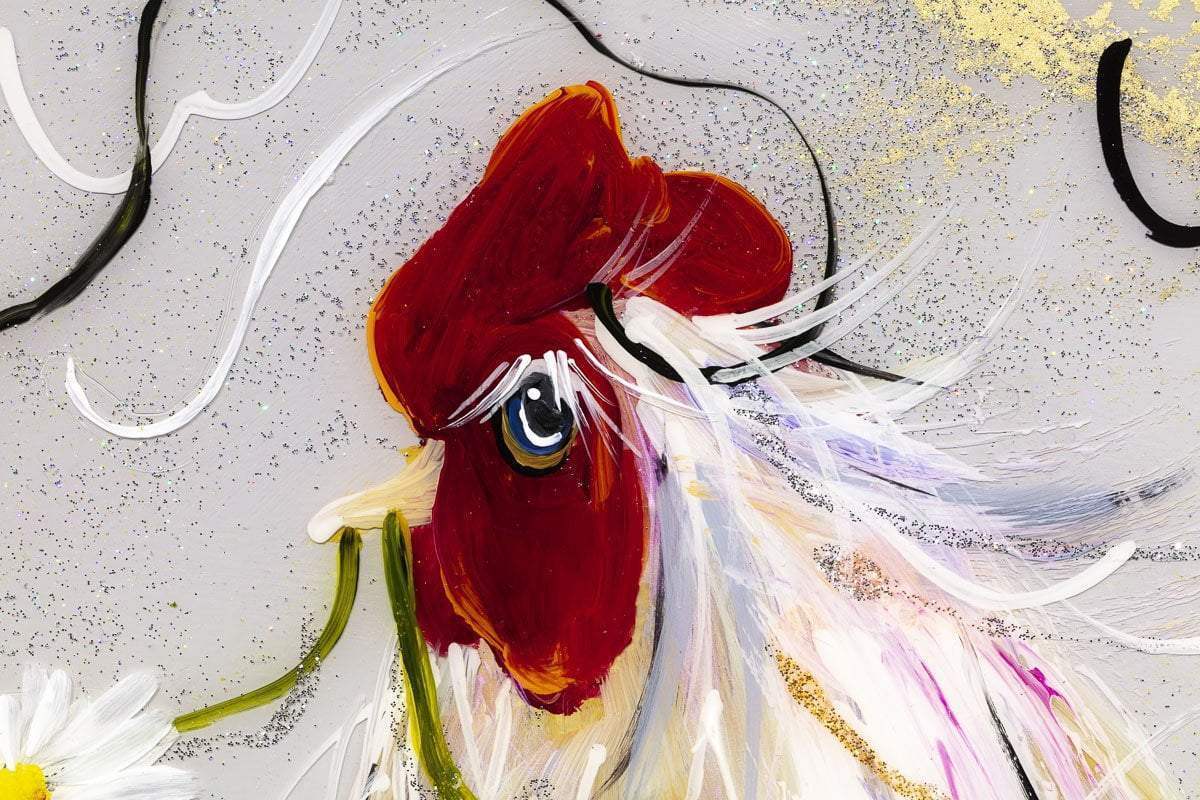 Cock A Doodle Doo - Original SOLD by artist Rozanne Bell - Wyecliffe Galleries