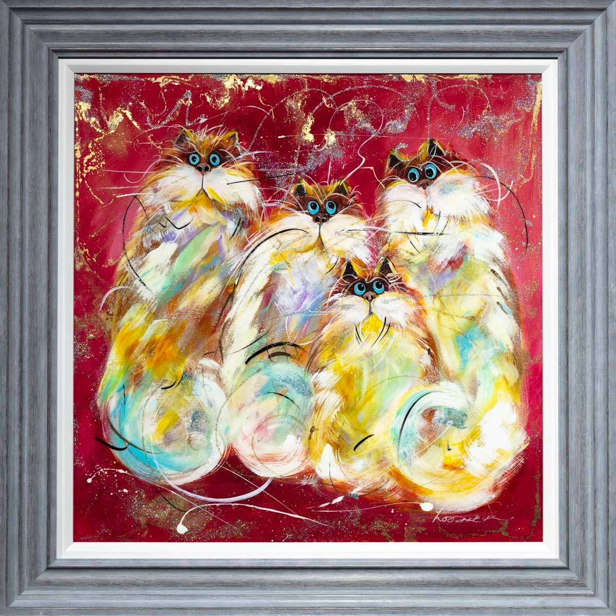 Crazy Cats - Original - SOLD by artist Rozanne Bell - Wyecliffe Galleries
