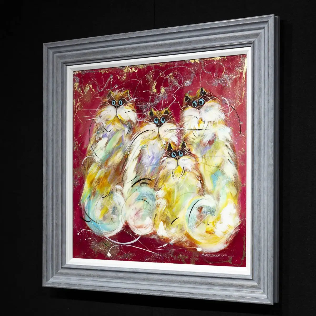 Crazy Cats - Original - SOLD by artist Rozanne Bell - Wyecliffe Galleries