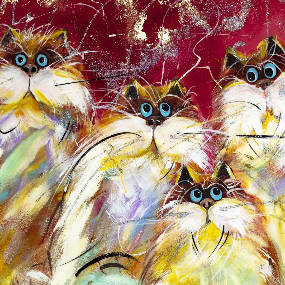 Crazy Cats - Original Rozanne Bell Framed