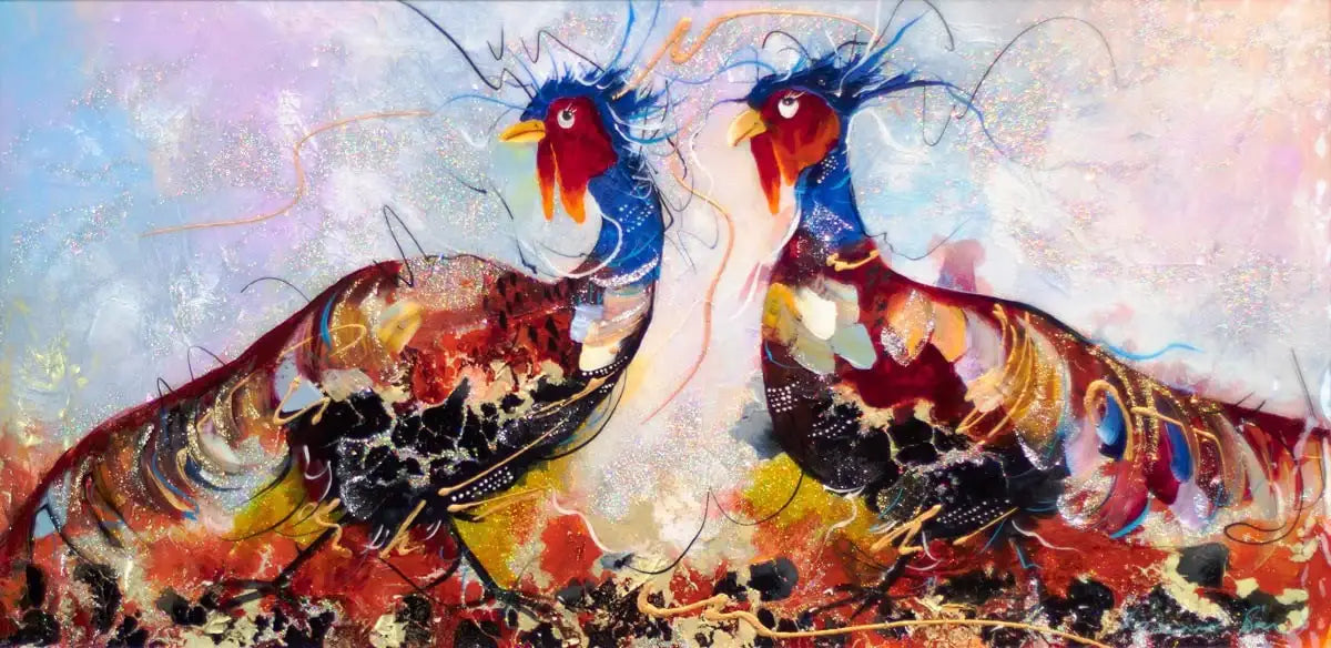 Cunning Little Birds - SOLD by artist Rozanne Bell - Wyecliffe Galleries