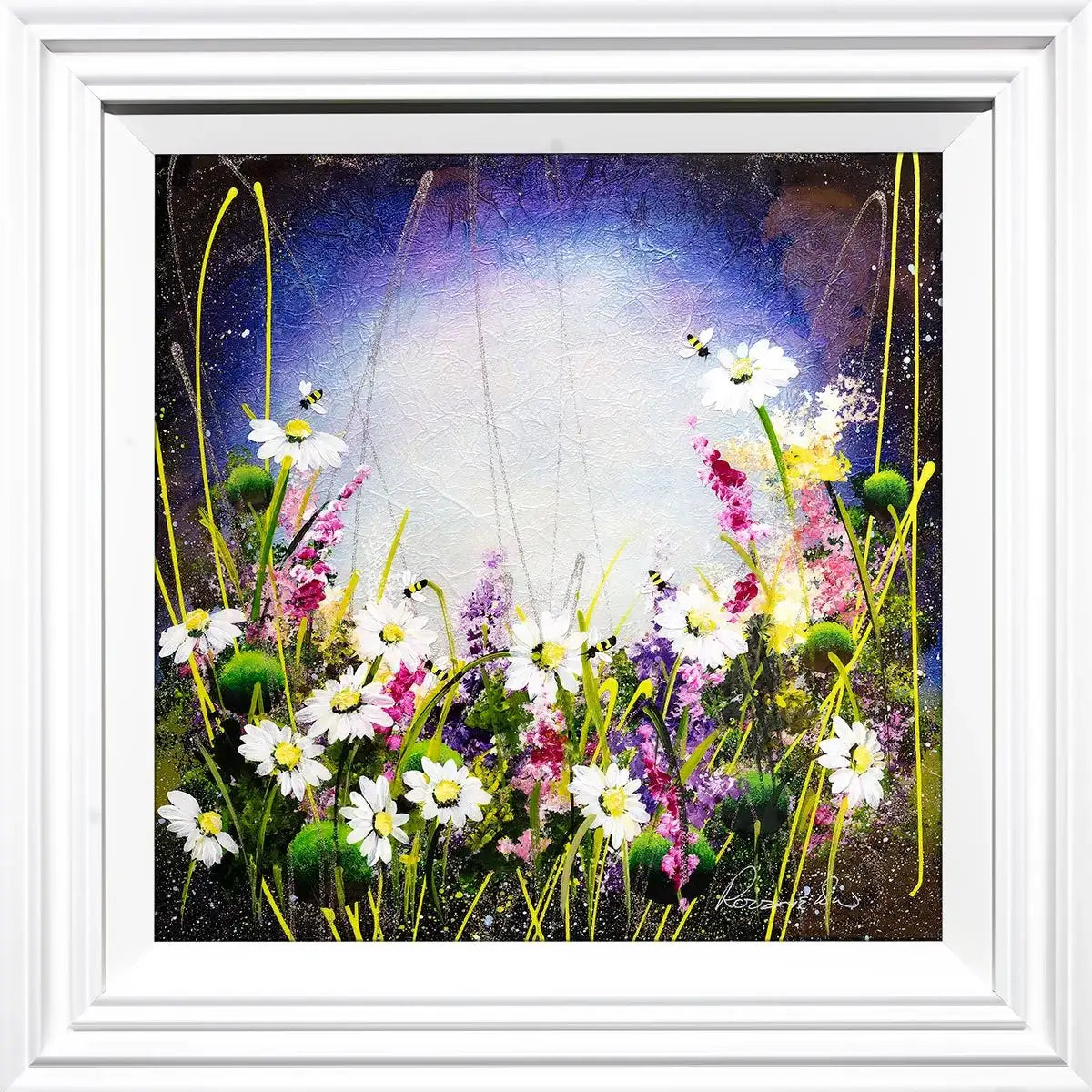 Daisies at Dusk - Original SOLD by artist Rozanne Bell - Wyecliffe Galleries