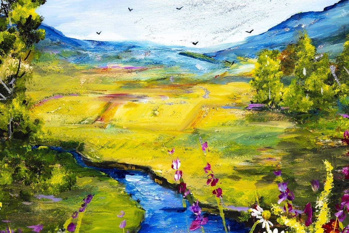 Daisies by the Lake - Original - SOLD by artist Rozanne Bell - Wyecliffe Galleries