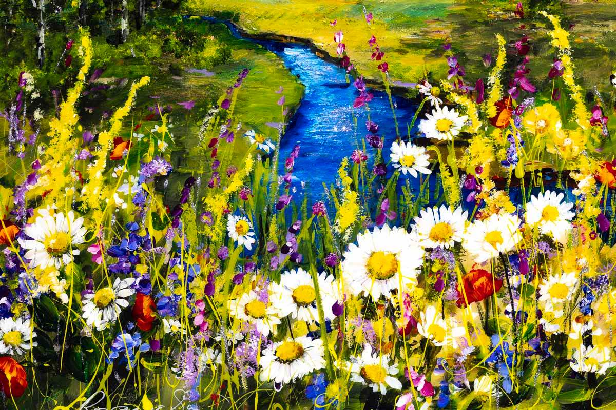 Daisies by the Lake - Original - SOLD by artist Rozanne Bell - Wyecliffe Galleries
