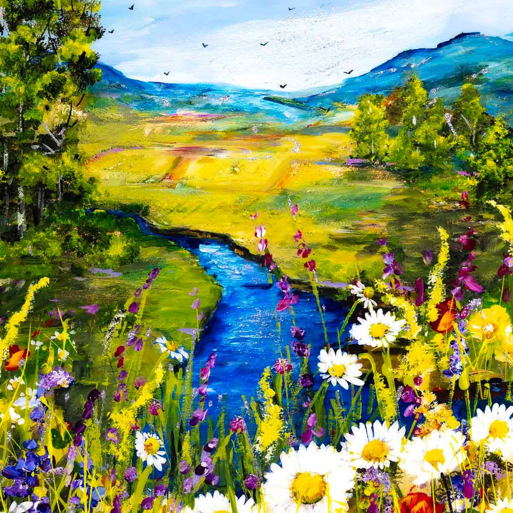 Daisies by the Lake - Original - SOLD by artist Rozanne Bell - Wyecliffe Galleries