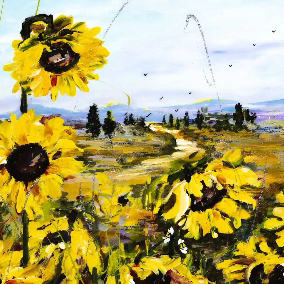Display of Sunflowers - Original - SOLD by artist Rozanne Bell - Wyecliffe Galleries