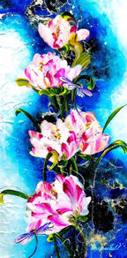 Dragonflies and Blossom - Original by artist Rozanne Bell - Wyecliffe Galleries