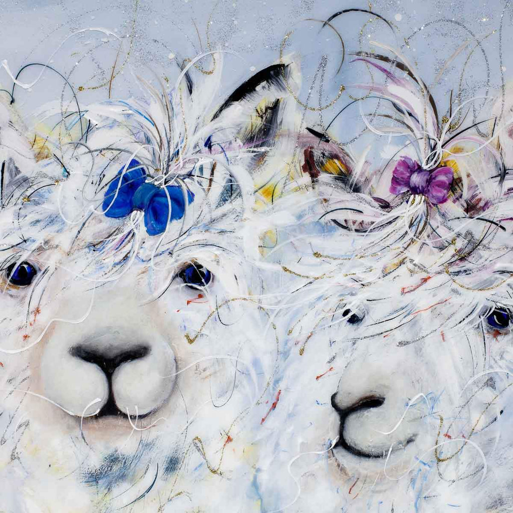 Drama Llamas - Original - SOLD by artist Rozanne Bell - Wyecliffe Galleries