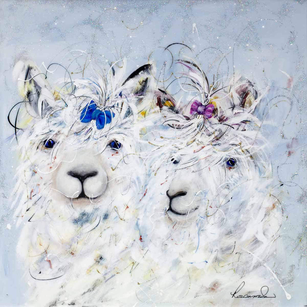 Drama Llamas - Original - SOLD by artist Rozanne Bell - Wyecliffe Galleries