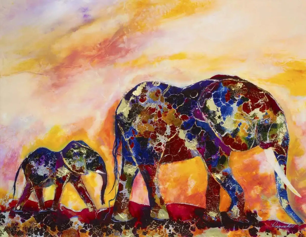 Elephants on Parade - Original - SOLD by artist Rozanne Bell - Wyecliffe Galleries