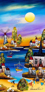 Evening At The Marina - Original - SOLD by artist Rozanne Bell - Wyecliffe Galleries