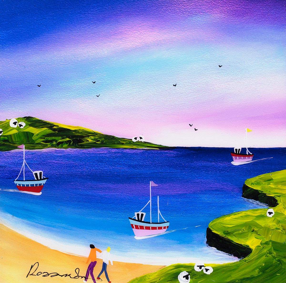 Evening Boating - Original - SOLD by artist Rozanne Bell - Wyecliffe Galleries