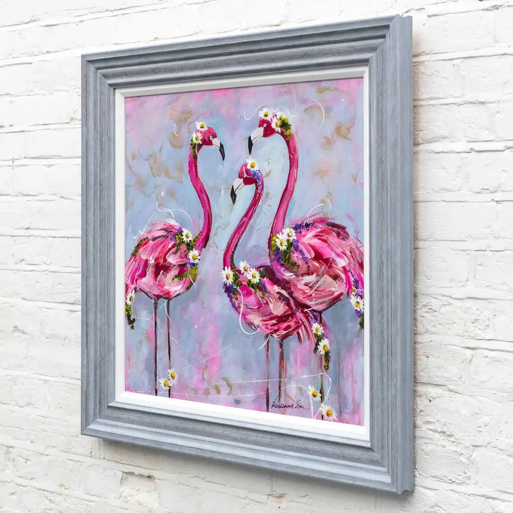 Family of Flamingos - Original - SOLD by artist Rozanne Bell - Wyecliffe Galleries