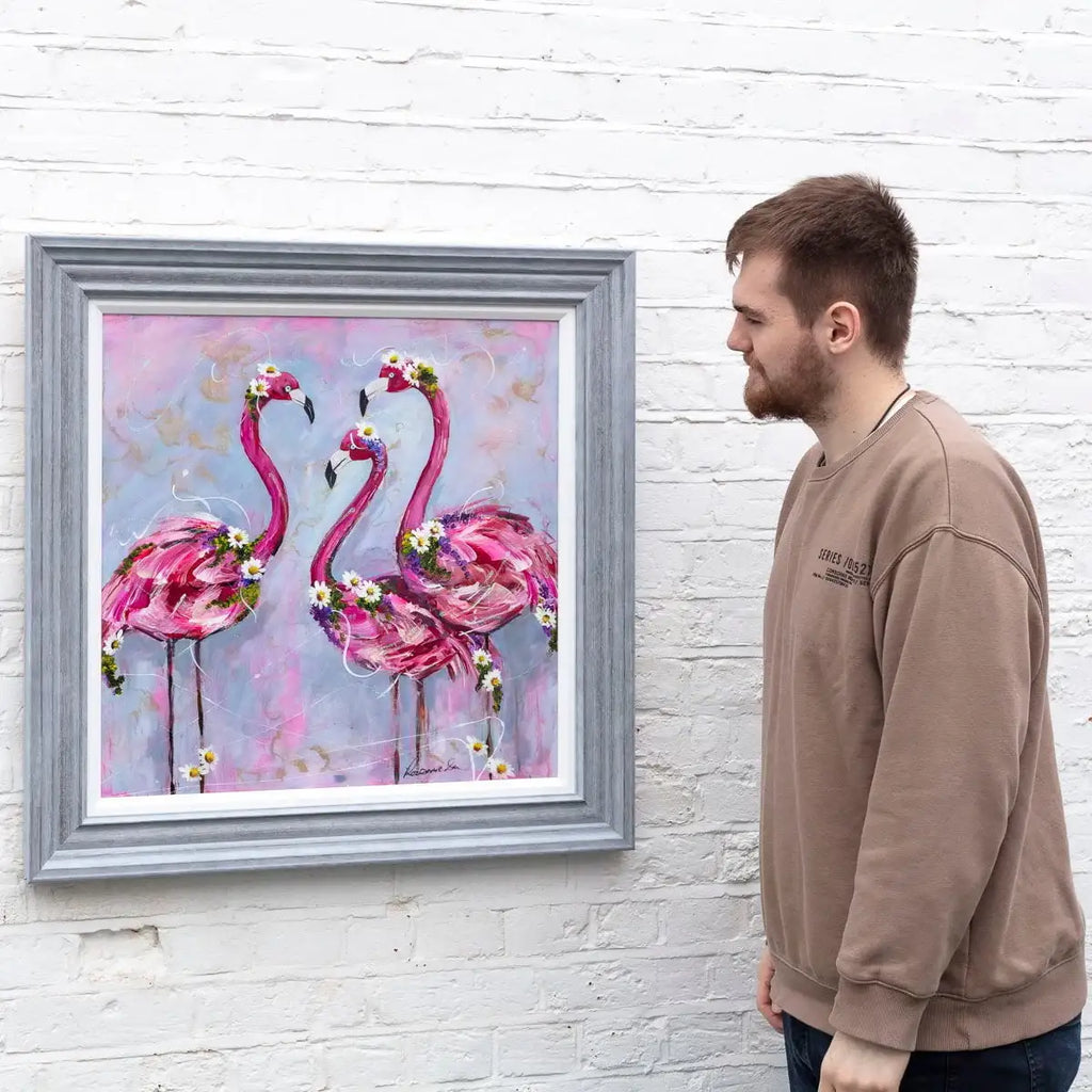 Family of Flamingos - Original - SOLD by artist Rozanne Bell - Wyecliffe Galleries