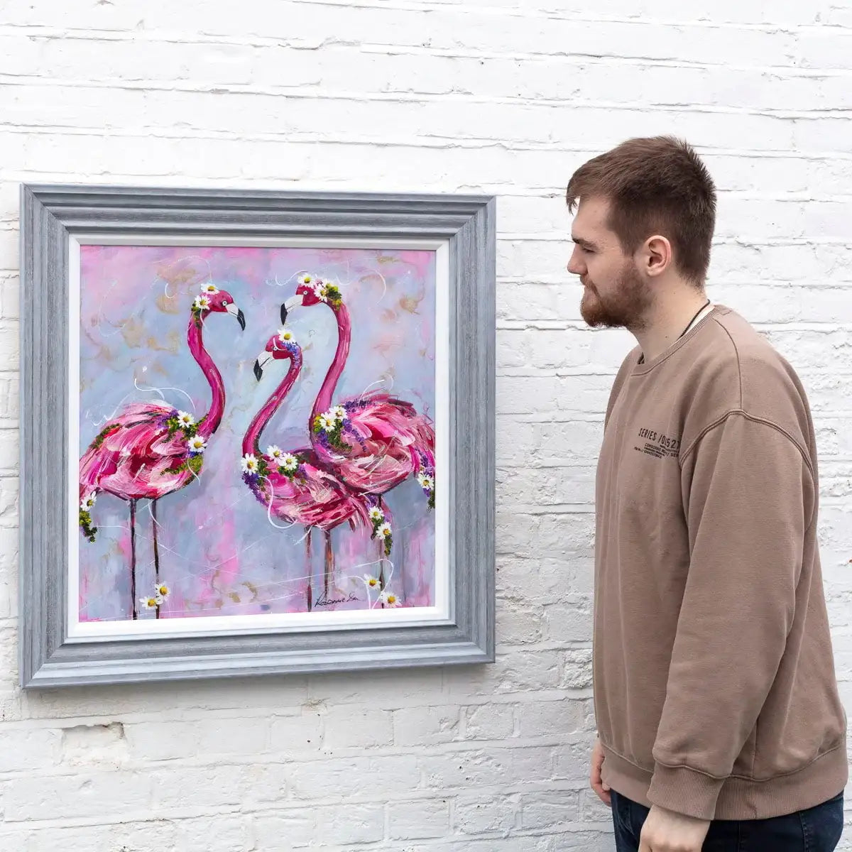 Family of Flamingos - Original - SOLD by artist Rozanne Bell - Wyecliffe Galleries