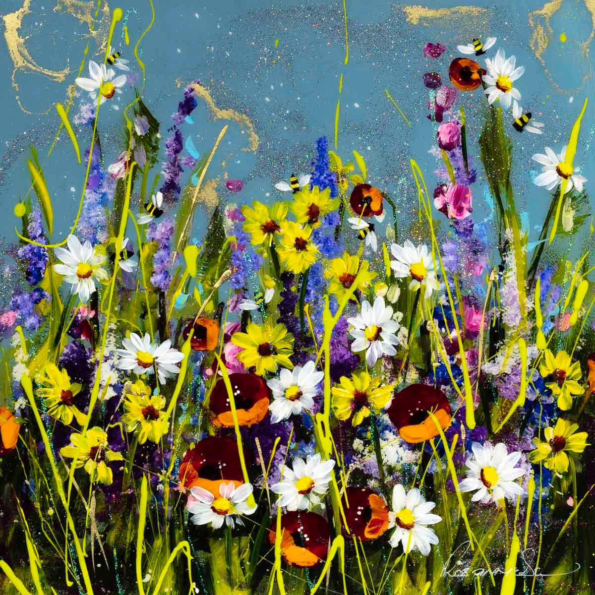 Fanatic Flowers - Original - SOLD by artist Rozanne Bell - Wyecliffe Galleries