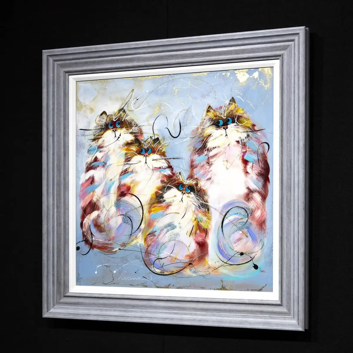 Feline Family - Original - SOLD by artist Rozanne Bell - Wyecliffe Galleries