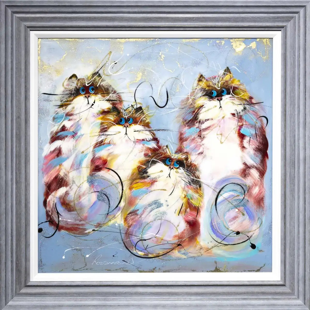 Feline Family - Original - SOLD by artist Rozanne Bell - Wyecliffe Galleries