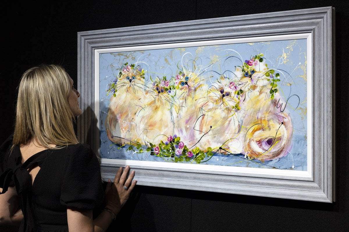 Feline Friends - Original - SOLD by artist Rozanne Bell - Wyecliffe Galleries