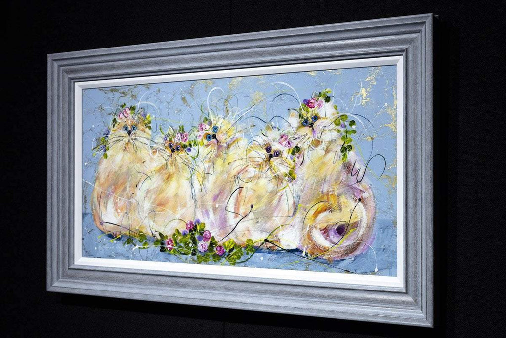 Feline Friends - Original - SOLD by artist Rozanne Bell - Wyecliffe Galleries
