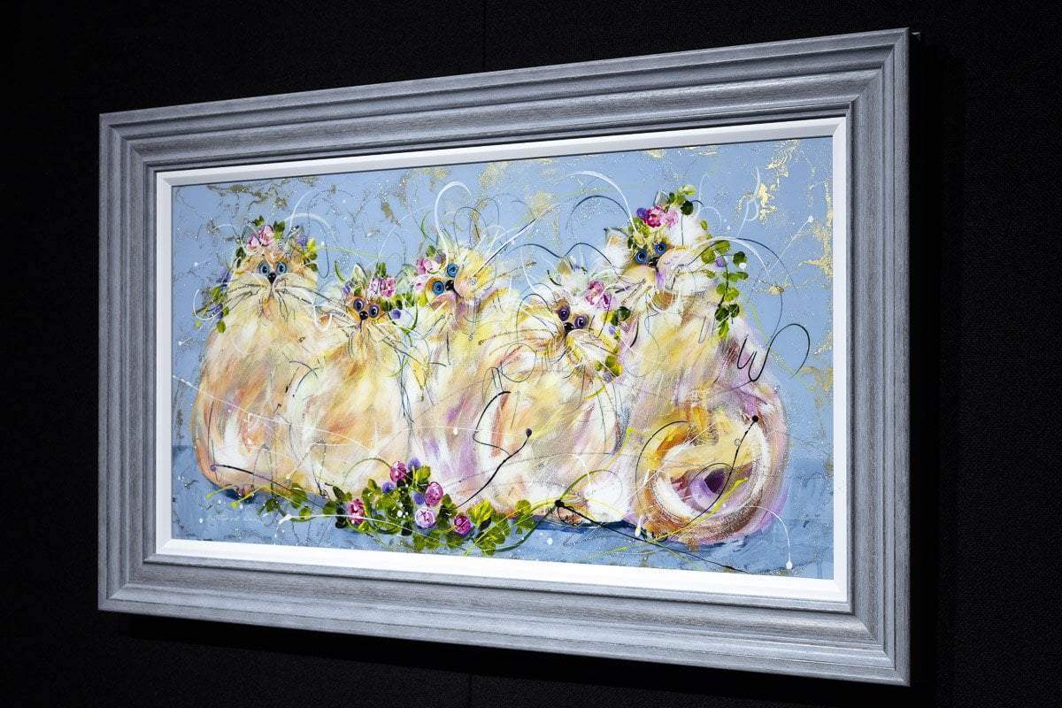 Feline Friends - Original - SOLD by artist Rozanne Bell - Wyecliffe Galleries