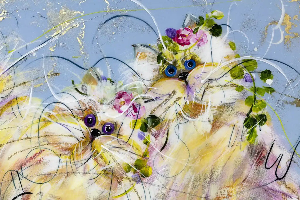 Feline Friends - Original - SOLD by artist Rozanne Bell - Wyecliffe Galleries