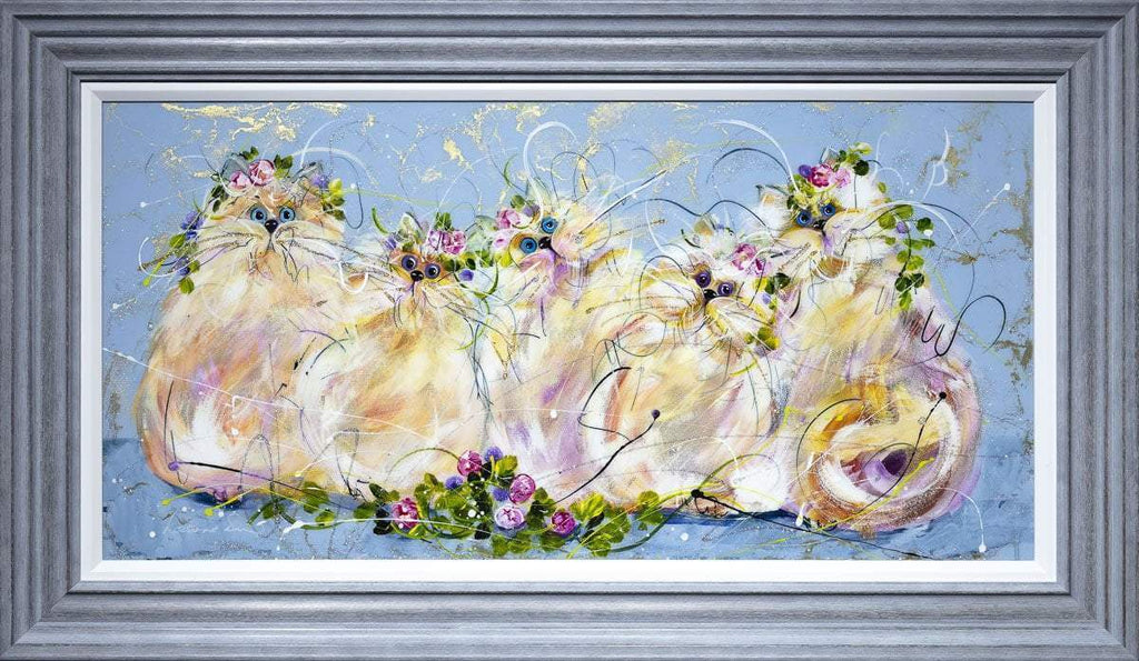 Feline Friends - Original - SOLD by artist Rozanne Bell - Wyecliffe Galleries