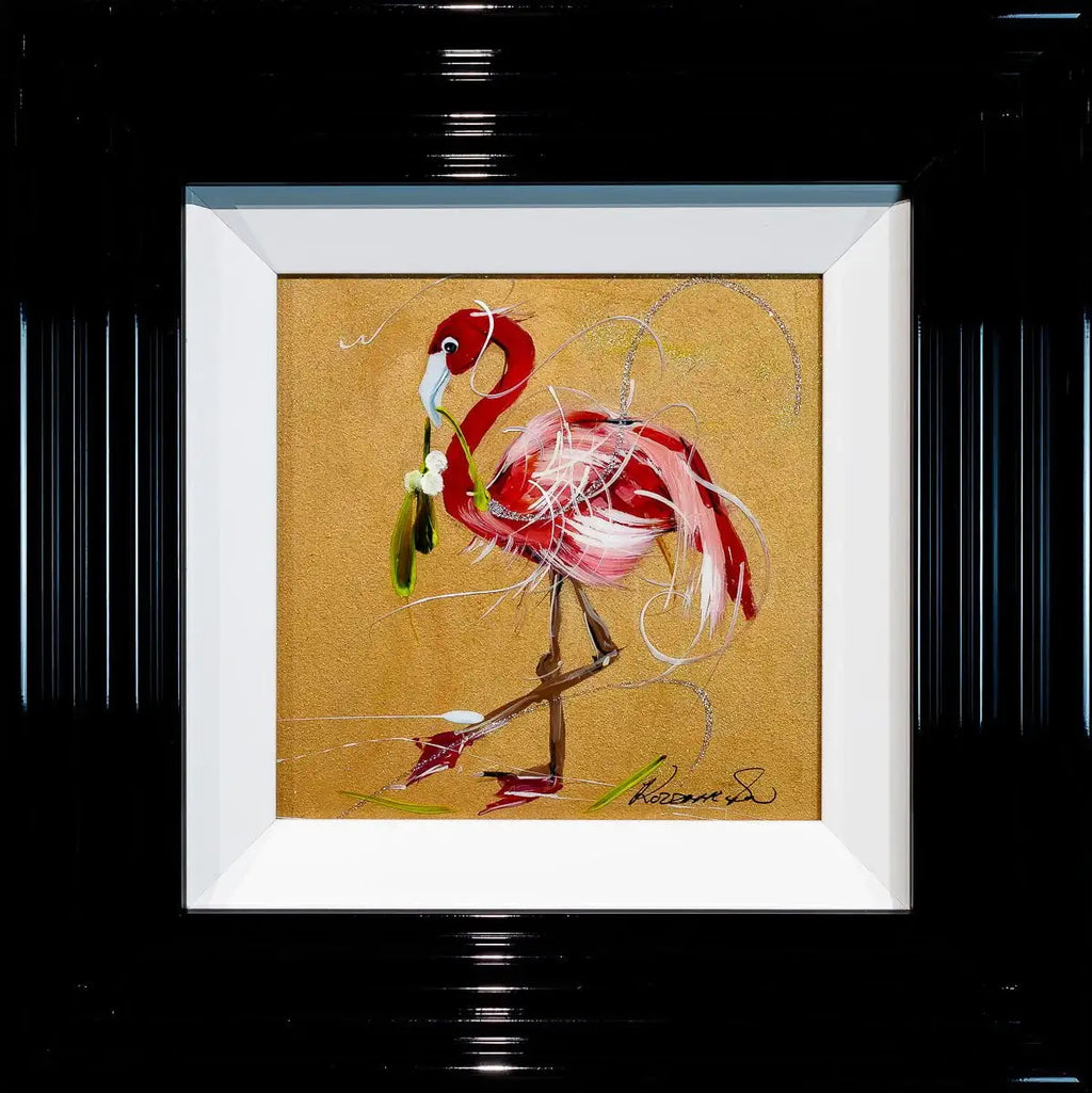 Festive Flamingo - Original - SOLD by artist Rozanne Bell - Wyecliffe Galleries