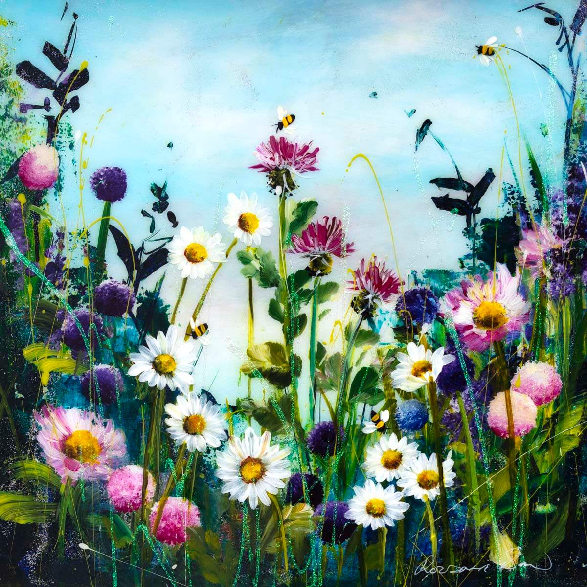 Fields of Fun - Original SOLD by artist Rozanne Bell - Wyecliffe Galleries
