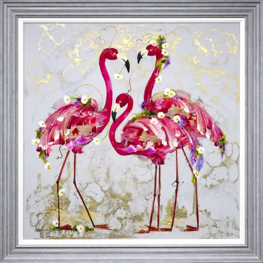 Flamingo Flamboyance - Original - SOLD by artist Rozanne Bell - Wyecliffe Galleries