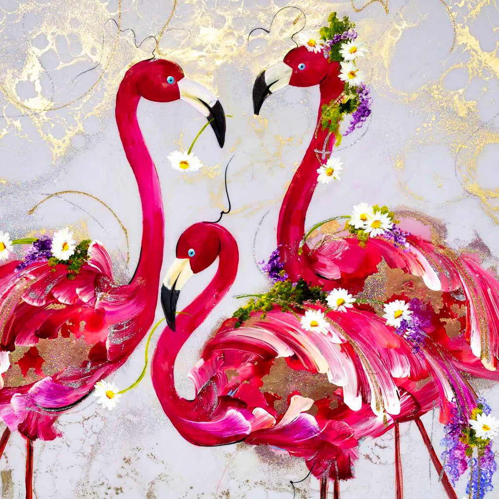 Flamingo Flamboyance - Original - SOLD by artist Rozanne Bell - Wyecliffe Galleries