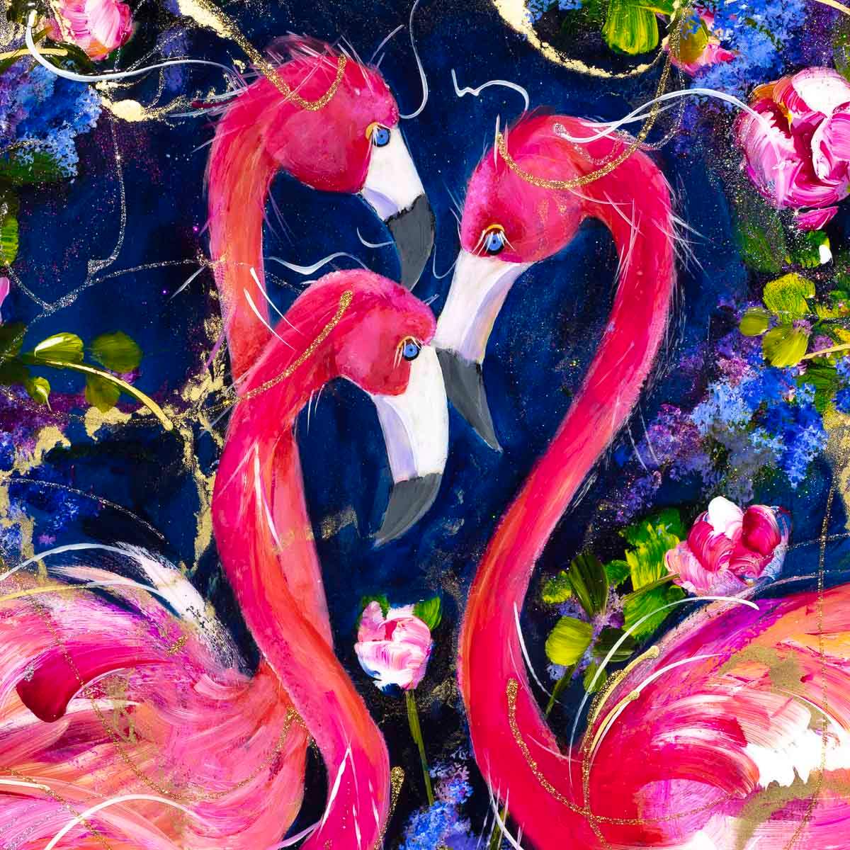 Flamingo Flock - Original - SOLD by artist Rozanne Bell - Wyecliffe Galleries
