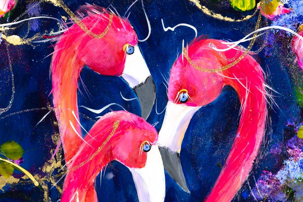 Flamingo Flock - Original - SOLD by artist Rozanne Bell - Wyecliffe Galleries