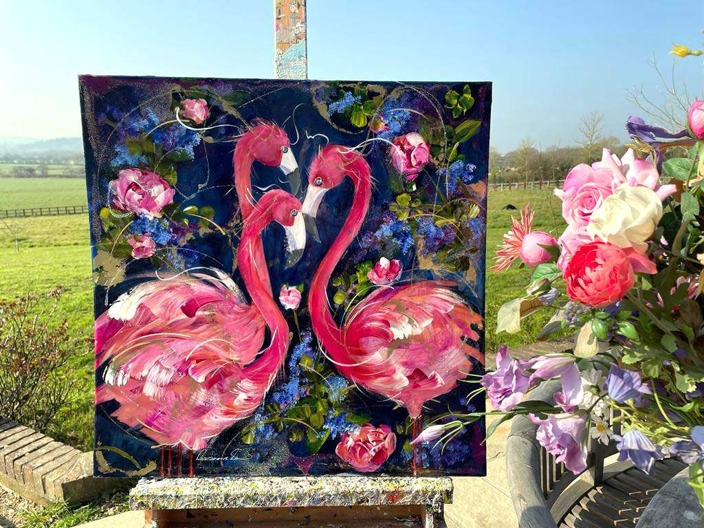 Flamingo Flock - Original - SOLD by artist Rozanne Bell - Wyecliffe Galleries