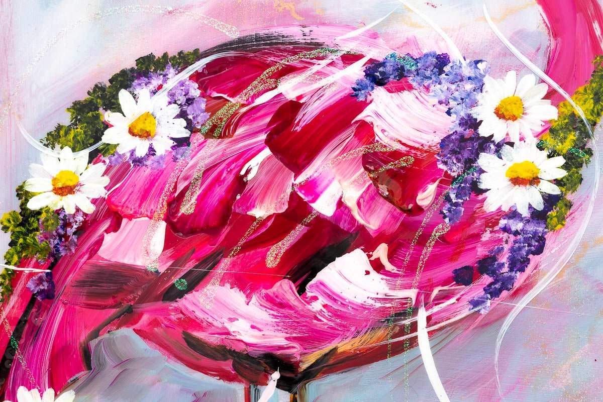 Flamingo Friends - Original - SOLD by artist Rozanne Bell - Wyecliffe Galleries