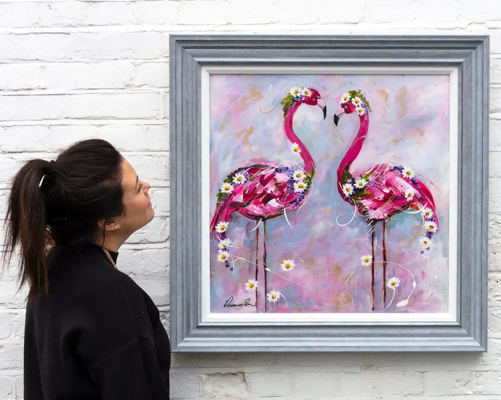 Flamingo Friends - Original - SOLD by artist Rozanne Bell - Wyecliffe Galleries