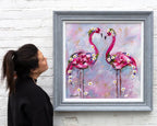 Flamingo Friends - Original - SOLD by artist Rozanne Bell - Wyecliffe Galleries