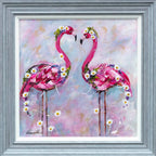 Flamingo Friends - Original - SOLD by artist Rozanne Bell - Wyecliffe Galleries